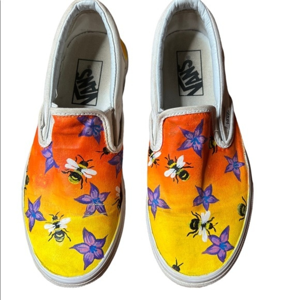 Vans Off the Wall Save the Bees Yellow and Orange Sneakers Size 7